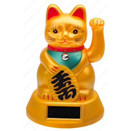 MagiDeal Powered Lucky Cat Figurine Fortune Welcoming Waving Arm Paw Up Wealth Fortune Cat Statue Home Stores Car Feng Shui Decorative Accessory Left Luck 
